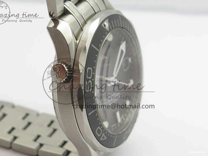 0816 Flexible Seamaster 300M SS OMF 1:1 Best Edition Black Dial Matt Black Ceramic Bezel On SS Bracelet A 8147